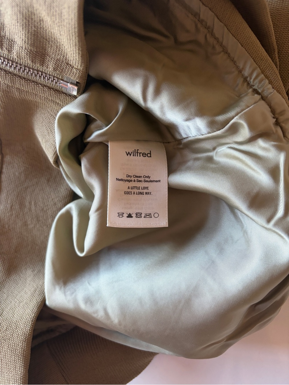 Wilfred khaki green bomber jacket zip up women’s size XS casual - Picture 6 of 6